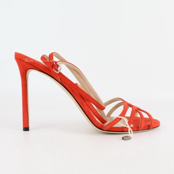 NEW JIMMY CHOO Cutout Suede Sandals - Picture 6 of 16